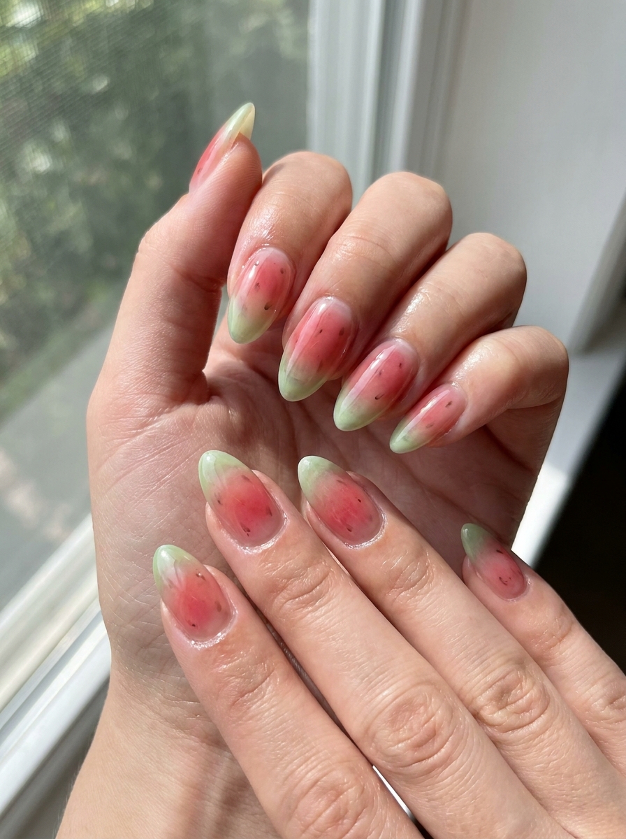 Watermelon Glass Nails